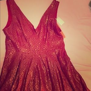 Esley red metallic mini dress.  With tags. Size M.